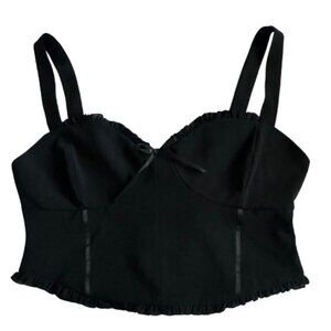 Beverly And Beck Women's M Black Ruffled Trim Cami Cropped Corset Style Tank Top